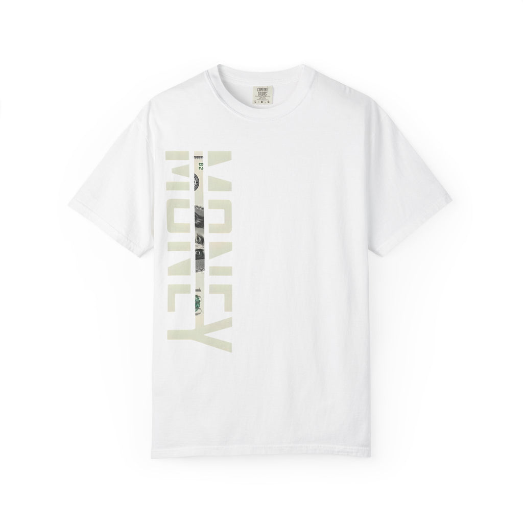 Money Vertical Graphic Tee — Minimalist Vertical "MONEY" Print T-Shirt