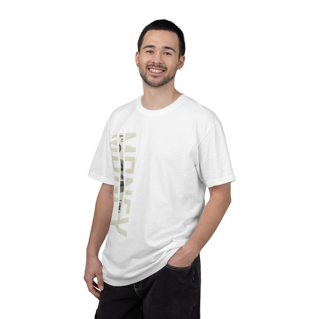 Money Vertical Graphic Tee — Minimalist Vertical "MONEY" Print T-Shirt